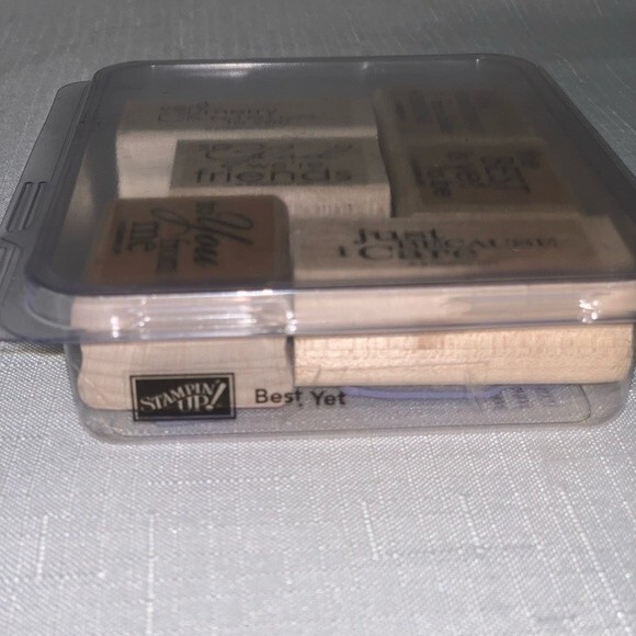 STAMPIN' UP! Best Yet Stamp Set of 6 Rubber Wood Mount Occasion Holiday Greeting - Picture 3 of 5